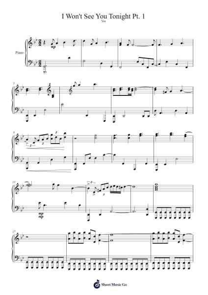 I Won't See You Tonight Pt. 1 Sheet Music by Avenged Sevenfold-Arr.Peathew Odeshua