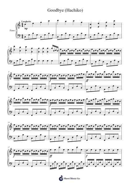 Goodbye (Hachiko) Sheet Music by Jan A.P. Kaczmarek-Arr.Luda Gaian