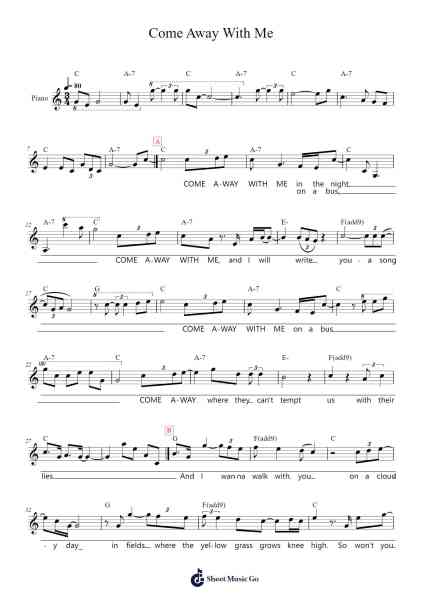 Come Away With Me Sheet Music by Norah Jones-Arr.Dukegan Leighfaithe