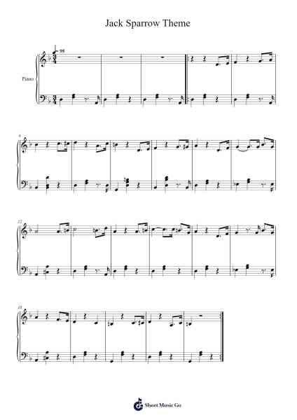 Jack Sparrow Theme Sheet Music by Hans Zimmer-Arr.Kelniell Bircer