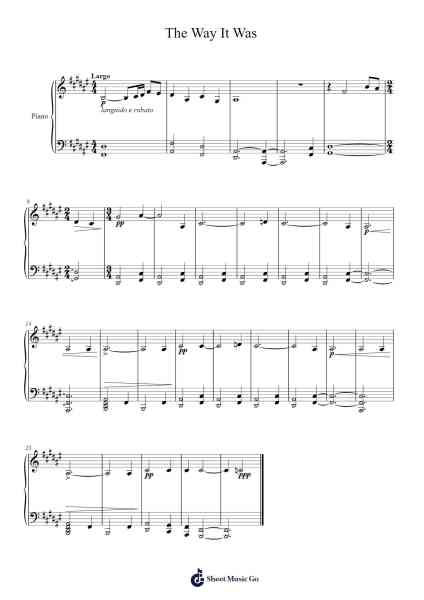 The Way It Was Sheet Music by Gustavo Santaolalla-Arr.Subill