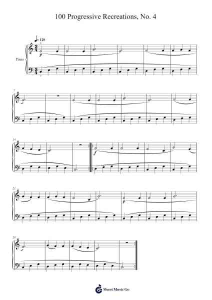 100 Progressive Recreations, No. 4 Sheet Music by Carl Czerny-Arr.Quinliet
