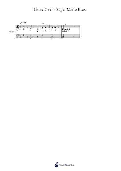 Game Over - Super Mario Bros. Sheet Music by Koji Kondo-Arr.Sonxe