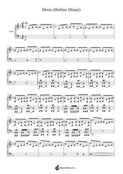 Moon (Hotline Miami) Sheet Music by MOON-Arr.Caerwood Belch