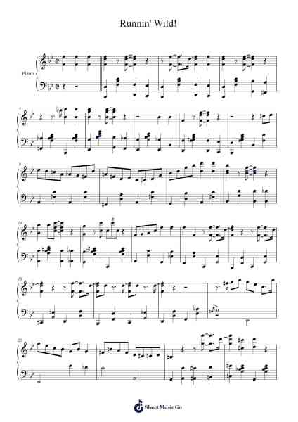 Runnin' Wild! Sheet Music by Joe Gray/Leo Wood/A. Harrington Gibbs-Arr.Georfoe