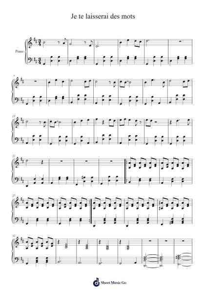 Je te laisserai des mots Sheet Music by Patrick Watson-Arr.Virmoll