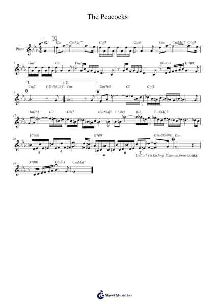 The Peacocks Sheet Music by Jimmy Rowles-Arr.Bunkyle Wanmia