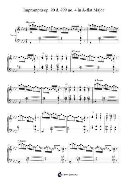 Impromptu in A-flat Major, Op. 90, D. 899, No. 4 Musica per pianoforte di Franz Schubert - Arr.Shedave Dwightrene