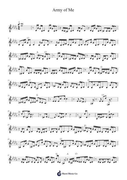 Army of Me Sheet Music by Björk-Arr.Sinbryce