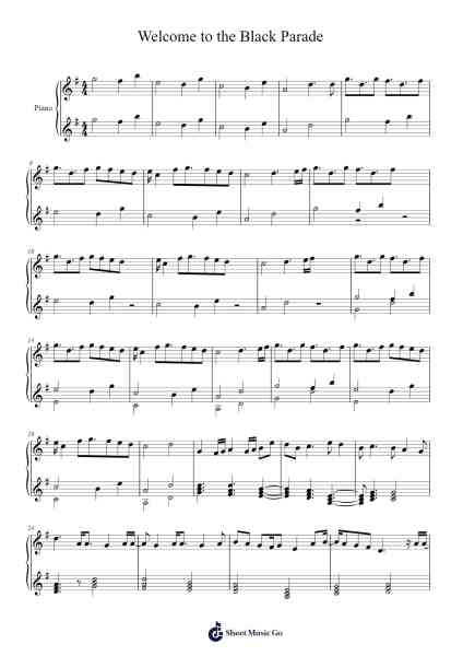 Welcome to the Black Parade Sheet Music by My Chemical Romance-Arr.Alickbush
