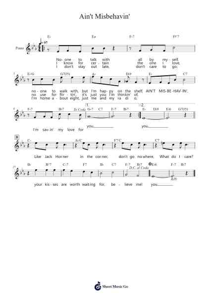 Ain't Misbehavin' Musica per pianoforte di Thomas "Fats" Waller - Arr.Yulevieve