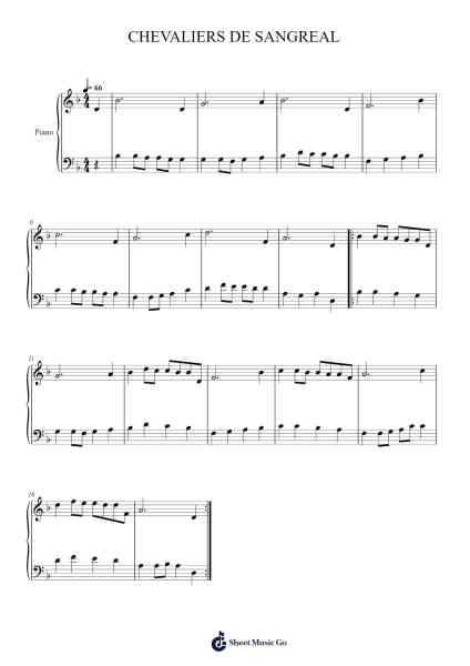 CHEVALIERS DE SANGREAL Sheet Music by Hans Zimmer-Arr.Brongus Chadkiel