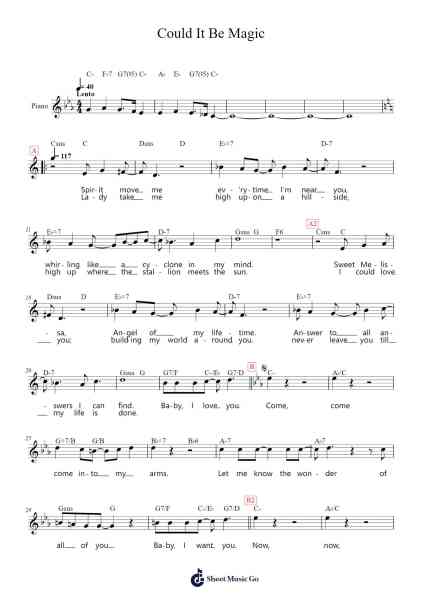 Could It Be Magic Sheet Music by Barry Manilow-Arr.Clepert