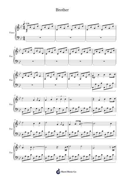 Brother Sheet Music by Olivier Deriviere-Arr.Joneshouse