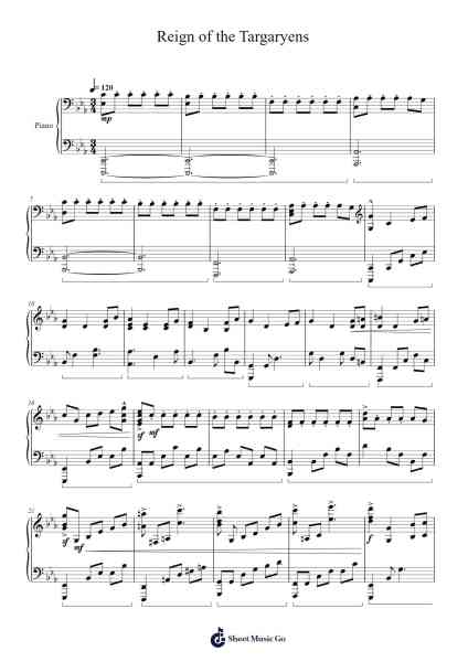 Reign of the Targaryens Sheet Music by Ramin Djawadi-Arr.Bridrian