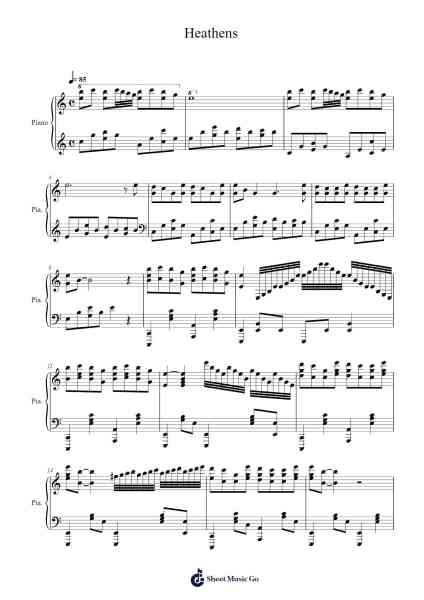 Heathens Sheet Music by twenty one pilots-Arr.Tesslass
