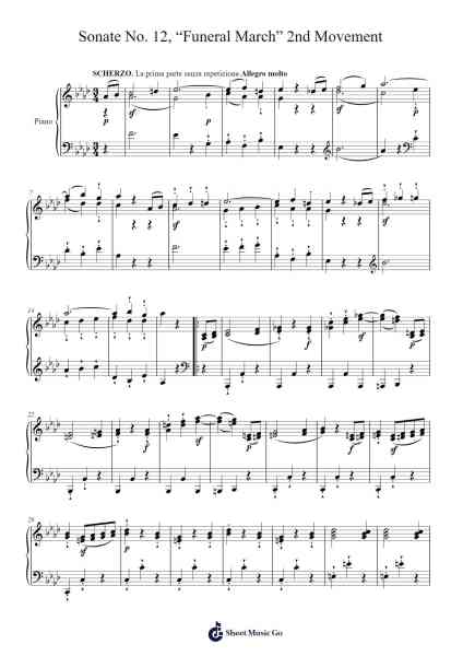 Sonate No. 12 in A-flat Major, Op. 26: III. March Funebre Sheet Music by Ludwig van Beethoven-Arr.Polwer Sharpger