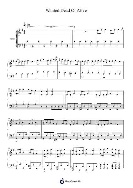 Wanted Dead Or Alive Sheet Music by Sonya Belousova/Giona Ostinelli-Arr.Wentio Termaltz