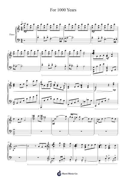 For 1000 Years - Frieren: Beyond Journey's End Sheet Music by Evan Call-Arr.Paygill Noaho'neil