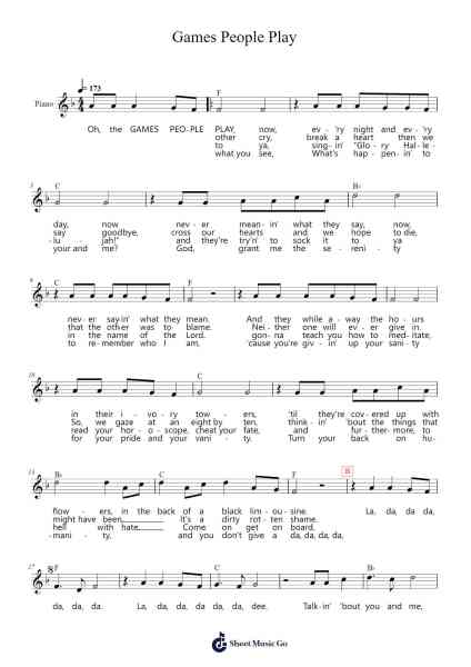Games People Play Sheet Music by Joe South-Arr.Krispert