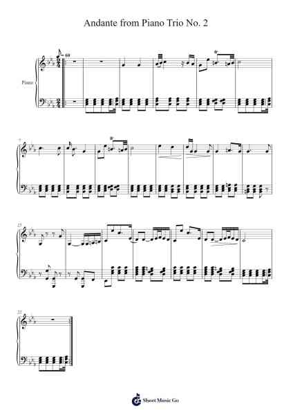 Piano Trio No. 2 in E-flat major, D. 929: II. Andante con moto Sheet Music by Franz Schubert-Arr.Caerwood Belch