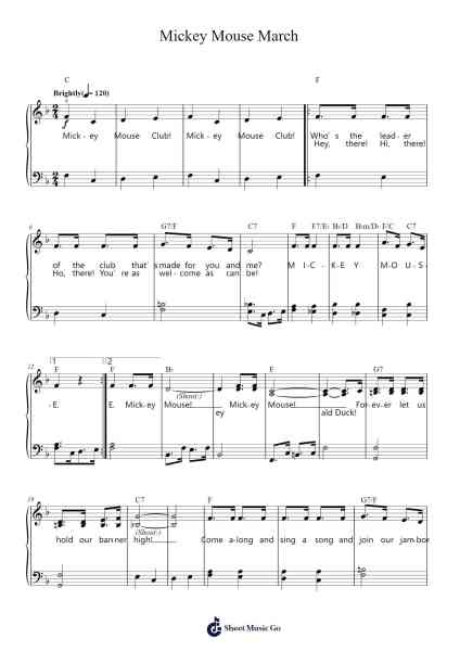 Mickey Mouse March Sheet Music by Jimmie Dodd-Arr.Primeg