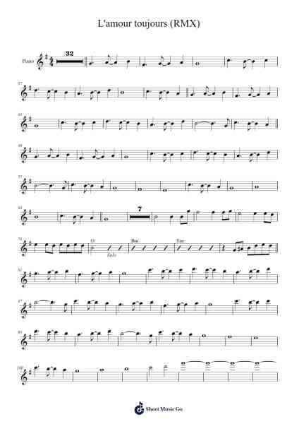 L'amour toujours (RMX) Sheet Music by Gigi D'Agostino-Arr.Jesphy Vebmons