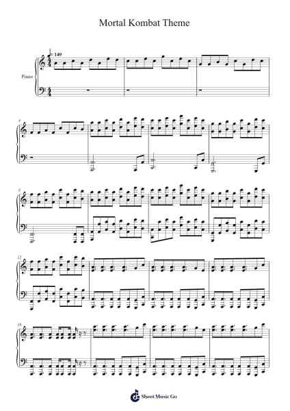 Mortal Kombat Theme x 2021 Trailer OST Sheet Music by Maugthel Kitna-Arr.Lopeare