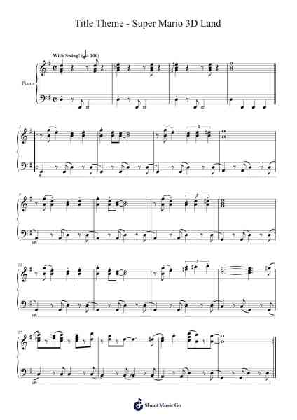 Title Theme - Super Mario 3D Land Sheet Music by Asuka Hayazaki-Arr.Benga