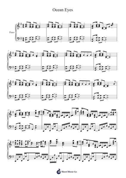 Ocean Eyes Sheet Music by Billie Eilish-Arr.Jeffsey