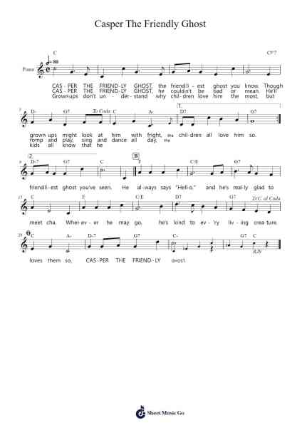Casper The Friendly Ghost Sheet Music by Jerry Livingston-Arr.Asdict