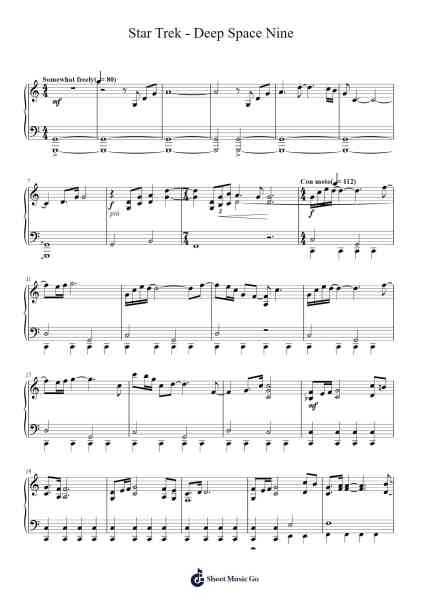 Star Trek - Deep Space Nine (Piano Solo) Sheet Music by Dennis McCarthy-Arr.Kirkjoel