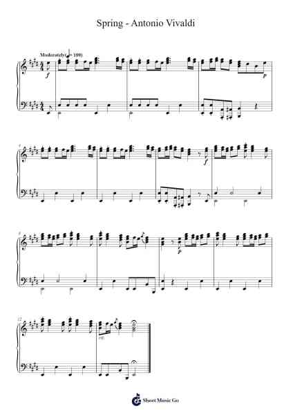 The Four Seasons - Spring in E Major, RV. 269: I. Allegro Sheet Music by Antonio Vivaldi-Arr.Webbkay