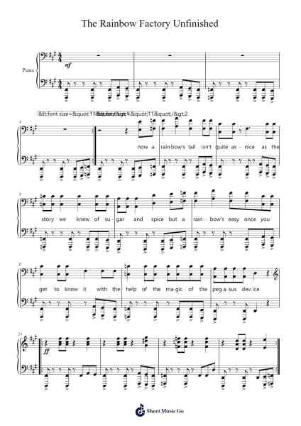 The Rainbow Factory Unfinished Sheet Music by WoodenToaster-Arr.Lamguy Nica