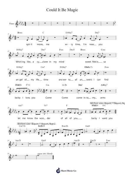 Could It Be Magic 楽譜 by -Arr.Gaelroy