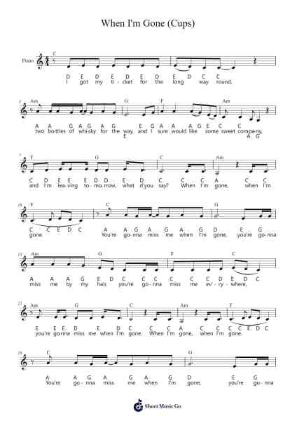 When I'm Gone (Cups) Sheet Music by A.P. Carter-Arr.Thornle