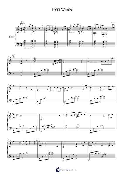 1000 Words (Piano Version) - Final Fantasy X-2 Sheet Music by Noriko Matsueda/Takahito Eguchi-Arr.Brobraith Zeyer