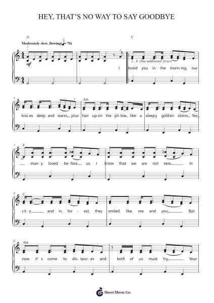Hey, That's No Way To Say Goodbye Sheet Music by Leonard Cohen-Arr.Irsharp Bartrah