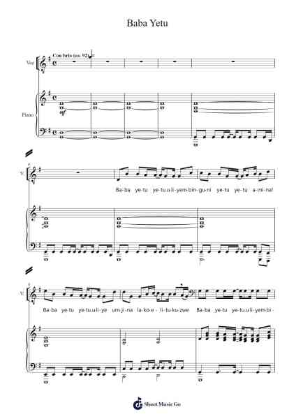 Baba Yetu Sheet Music by Christopher Tin-Arr.Croftlitt