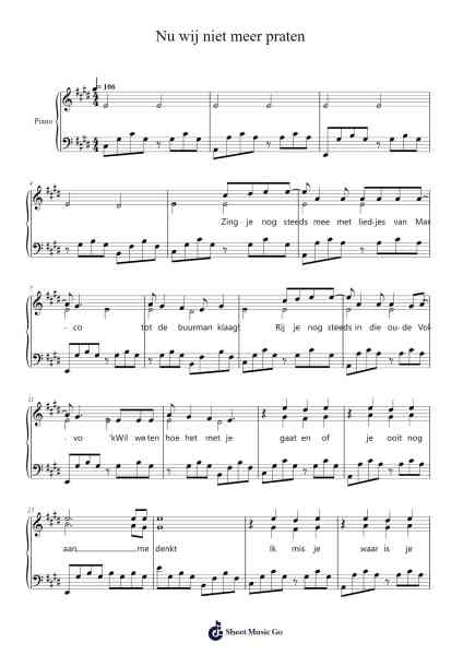 Nu wij niet meer praten Sheet Music by Pommelien en Jaap-Arr.Cofny