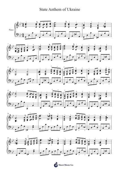 State Anthem of Ukraine Sheet Music by Mykhailo Verbytsky-Arr.Tonal
