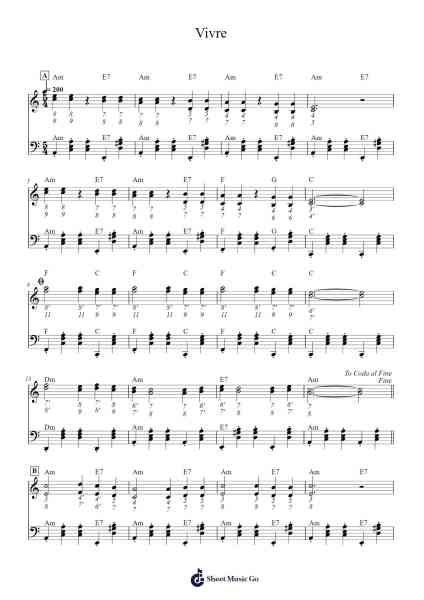 Vivre Sheet Music by Stéphane Delicq-Arr.Vanlett Hudrey