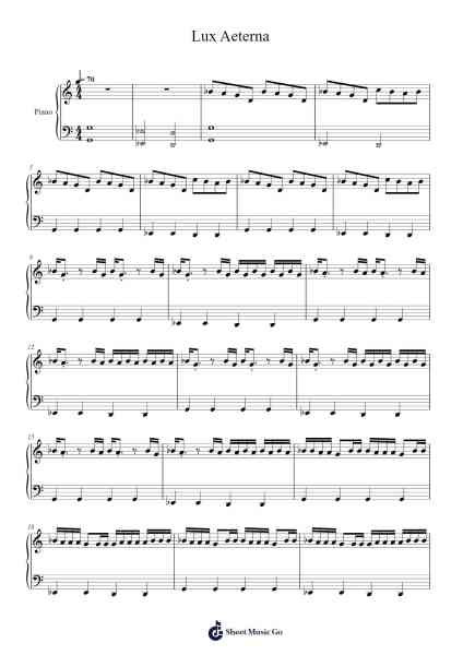 Lux Aeterna Sheet Music by Clint Mansell-Arr.Reedthey Zeway