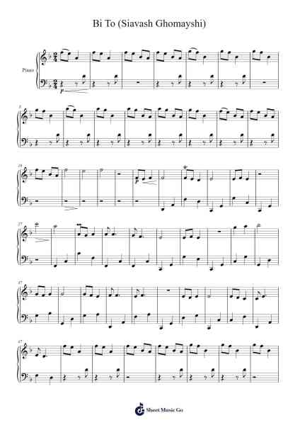 Bi To (Siavash Ghomayshi) Sheet Music by Siavash Ghomayshi-Arr.Felnah Puvien