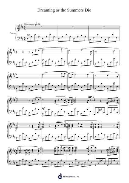 Dreaming as the Summers Die Sheet Music by Maujob-Arr.Hores