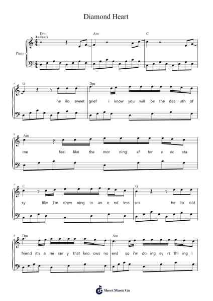 Diamond Heart Sheet Music by Alan Walker-Arr.Alsriah