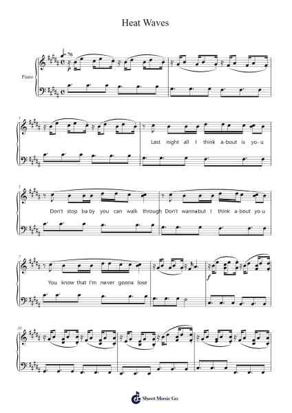 Heat Waves Sheet Music by Glass Animals-Arr.Yedpont