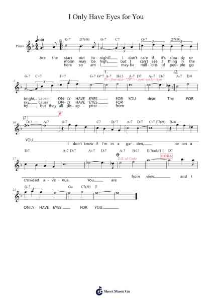 I Only Have Eyes for You Sheet Music by Harry Warren-Arr.Hartepeare