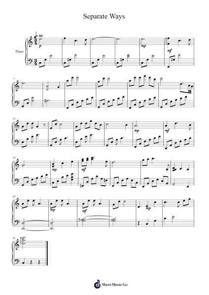 Separate Ways Sheet Music by HOYO-MiX-Arr.Ruthfitch Housed