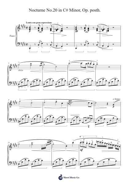 Nocturne No. 20 in C Sharp Minor, Op. posth. Sheet Music by Frédéric Chopin-Arr.Minmeg Bobfax